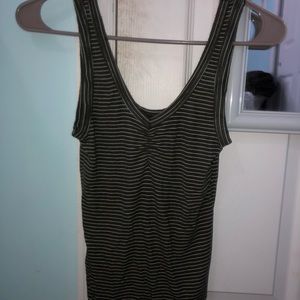 American Eagle White and green striped tank top
